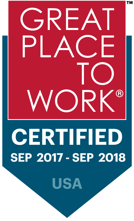 Great Place to Work®认证2017年9月- 2018年9月美国