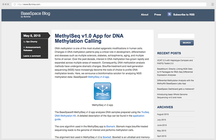 DNAメチル化コーリング用MethylSeqアプリ